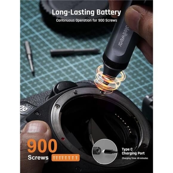 Mini Electric Screwdriver,52 in 1 Electric Screwdriver Kit with 48 Magnetic Bits - Picture 6 of 7